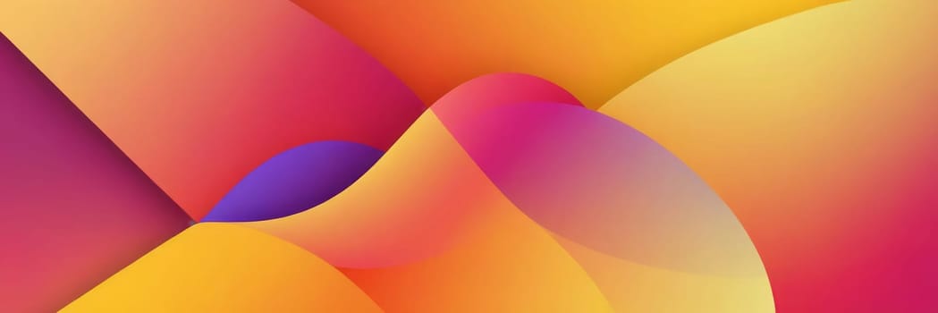 A gradient wallpaper with Asymmetrical shapes using yellow and palevioletred gradient colors. Generative AI.