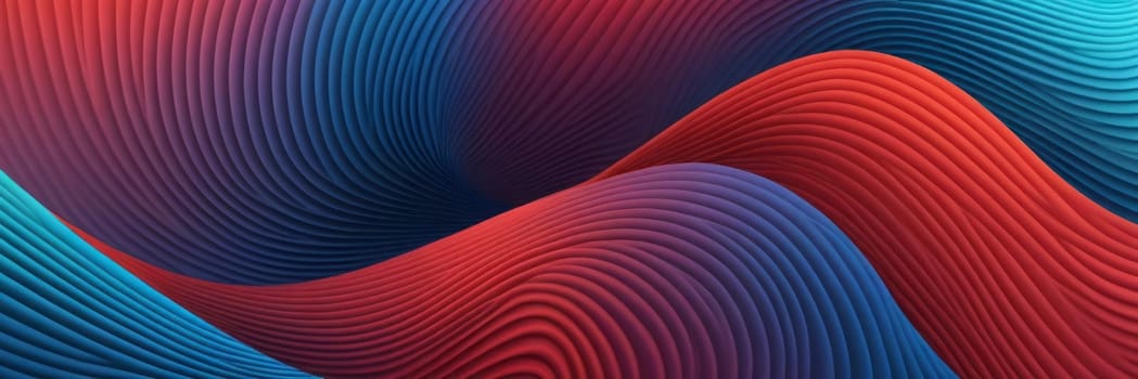 A gradient wallpaper with Vortex shapes using red and azure gradient colors. Generative AI.