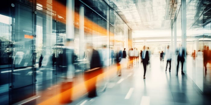 People passing at the airport. Motion Blur. Generative AI.