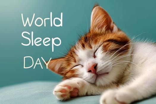 a cat sleep in world sleep day concept. generative ai.
