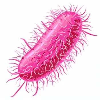 Pink bacteria illustration, isolated on white background, cartoon design.