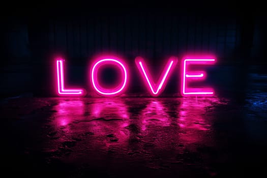 a neon sign with the word love spelled out of it .AI generative.