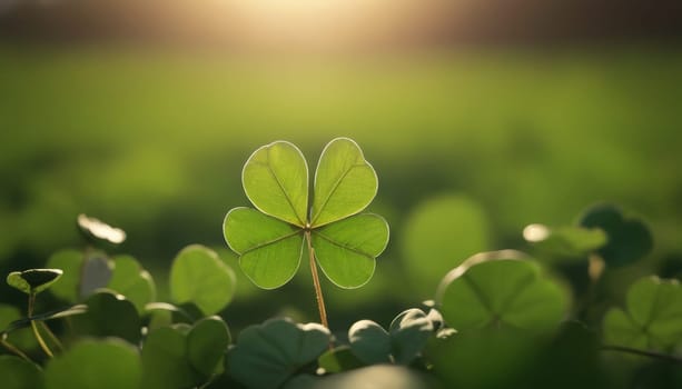 A close-up shot of fresh green clover leaves with water drops on a soft blurred background. This image symbolizes luck, nature, and growth.