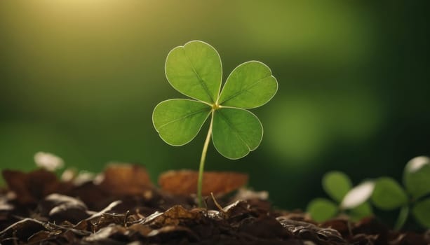 A close-up shot of fresh green clover leaves with water drops on a soft blurred background. This image symbolizes luck, nature, and growth.