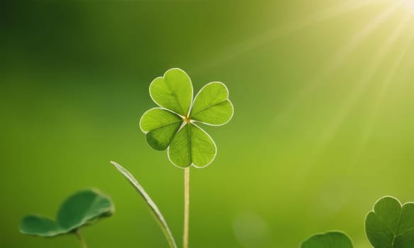 A close-up shot of fresh green clover leaves with water drops on a soft blurred background. This image symbolizes luck, nature, and growth.