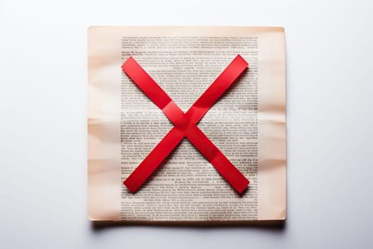 Press freedom concept. Image of a newspaper with a red cross through it.