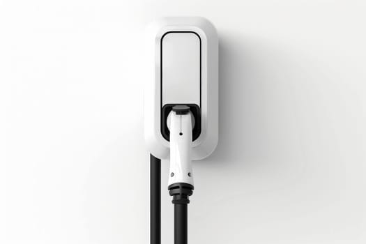 Generic electric EV hybrid vehicle car charger isolated on a white background, generative ai.