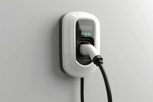 Generic electric EV hybrid vehicle car charger isolated on a white background, generative ai.