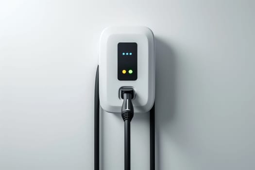 Generic electric EV hybrid vehicle car charger isolated on a white background, generative ai.