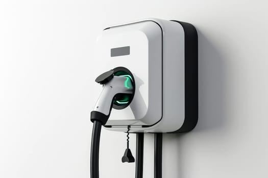 Generic electric EV hybrid vehicle car charger isolated on a white background, generative ai.