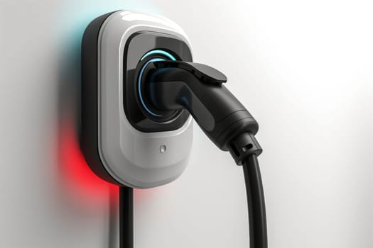 Generic electric EV hybrid vehicle car charger isolated on a white background, generative ai.