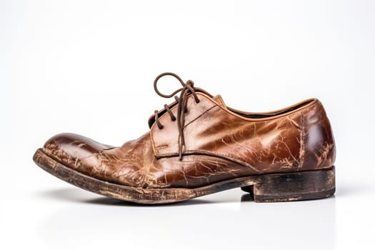 Old worn leather men's shoes.