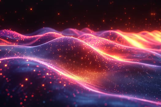 abstract futuristic background with colorful glowing neon lines . Data transfer concept..AI Generative.