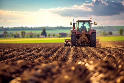 tractor plowing the field created with generative ai.