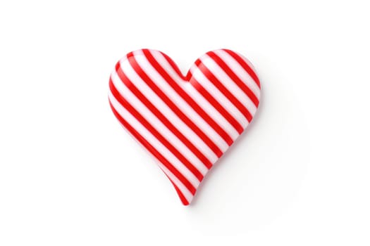 Candy Canes Forming Heart Shape on White Background - Generative AI.