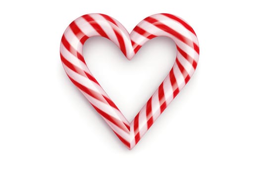 Candy Canes Forming Heart Shape on White Background - Generative AI.