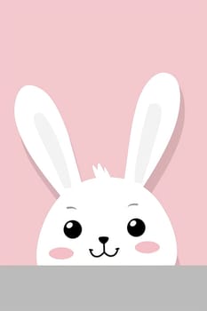 Cute Easter bunny banner with copy space .AI generative.