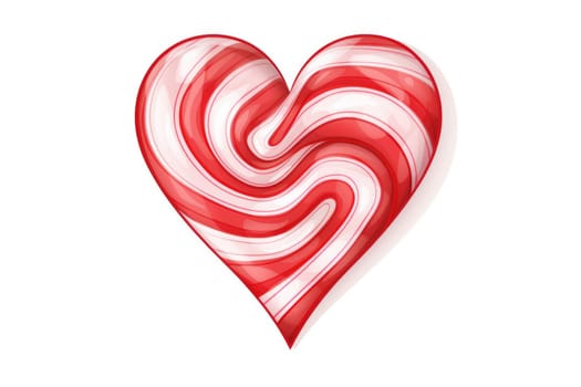 Candy Canes Forming Heart Shape on White Background - Generative AI.