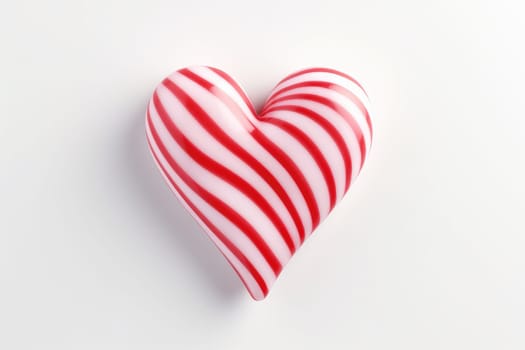 Candy Canes Forming Heart Shape on White Background - Generative AI.