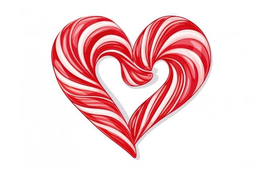 Candy Canes Forming Heart Shape on White Background - Generative AI.