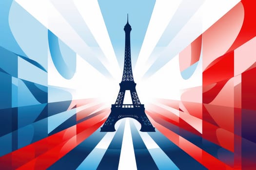Majestic Eiffel tower Paris monument with French flag colors for bastille day Generated Ai.