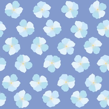 Blue flowers in rows seamless pattern