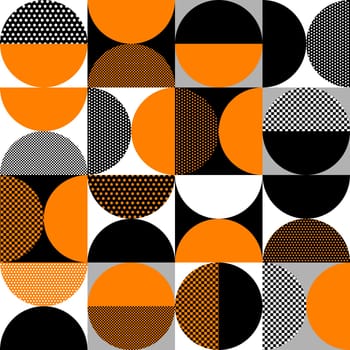 Bauhaus seamless pattern. Geometric background with squares and half circles.