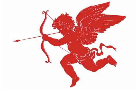 A cupid holding bow and arrow. isolated on white background.AI generative.