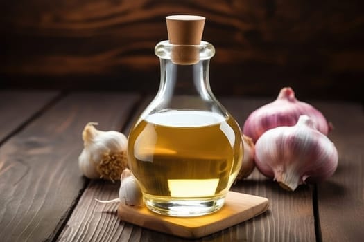 Bottle of garlic oil . Generative AI..
