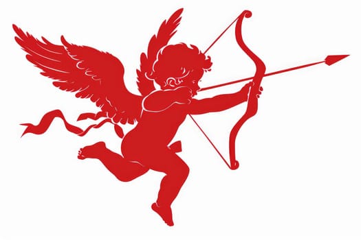 A cupid holding bow and arrow. isolated on white background.AI generative.