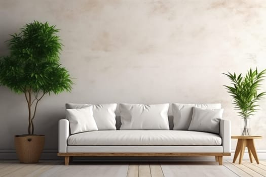 Canvas mockup modern living room generative ai.