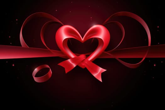a heart shape ribbon red heart Generative AI.