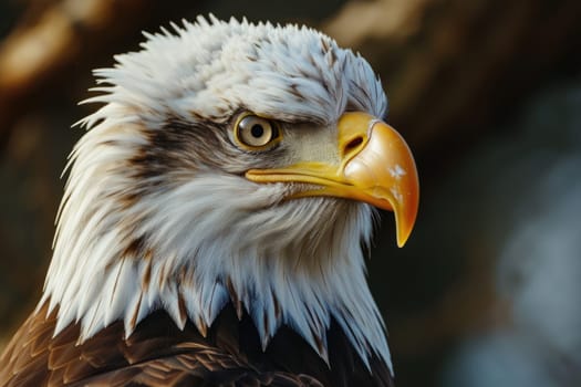 close up eagle on blur background natural . Ai generation.