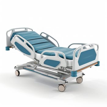 Hospital bed isolated on white background.