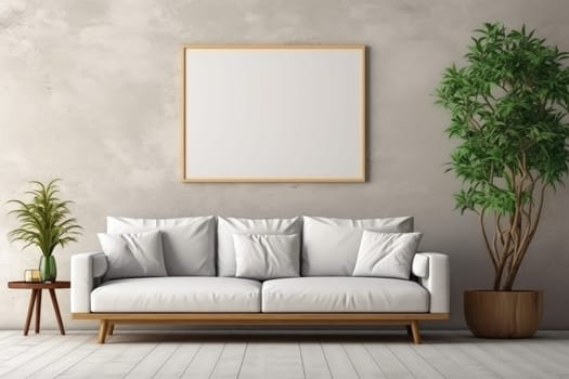 Canvas mockup modern living room generative ai.