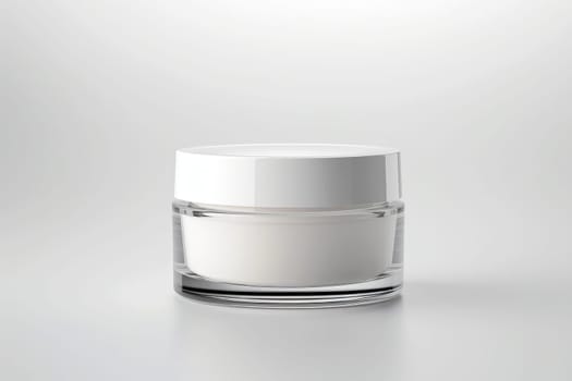 a cosmetic jar for cream and other beauty products and medicine, without labels. Generative AI.
