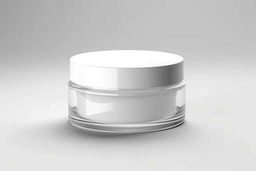 a cosmetic jar for cream and other beauty products and medicine, without labels. Generative AI.
