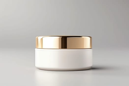 a cosmetic gold jar for cream and other beauty products and medicine, without labels. Generative AI.