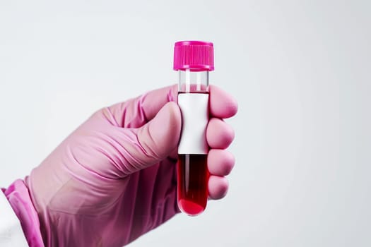 Doctor holding blood tube test in the research laboratory. health for check up . Generative ai.