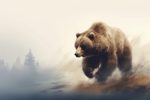 Close up of a bear isolated of natural background. generative ai.