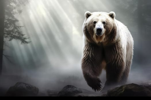Close up of a bear isolated of natural background. generative ai.