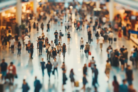 Airport Rush , photo of the crowd inside a very busy airport, Motion Blurred.