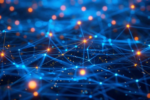 Abstract glowing connecting dots and lines background. Network connection, web social media banner.