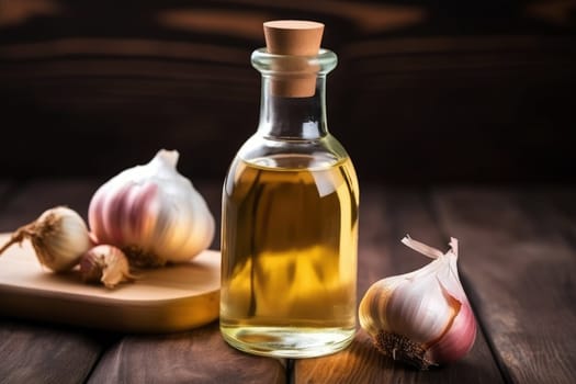 Bottle of garlic oil . Generative AI..