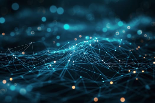 Abstract glowing connecting dots and lines background. Network connection, web social media banner.