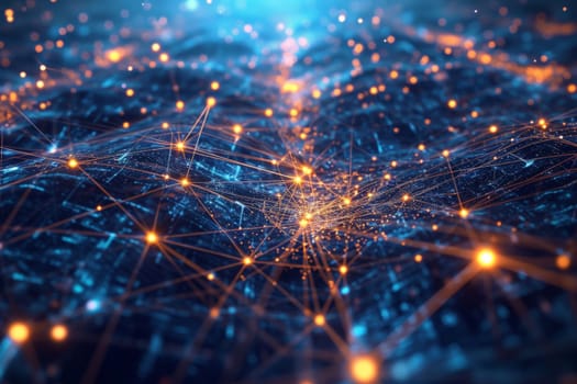 Abstract glowing connecting dots and lines background. Network connection, web social media banner.