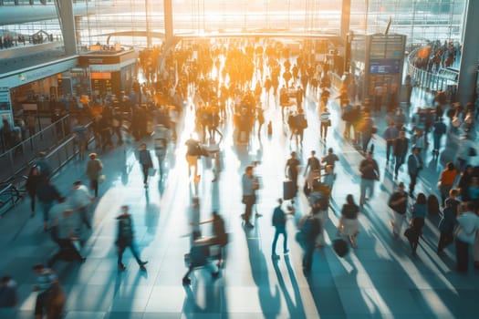 Airport Rush , photo of the crowd inside a very busy airport, Motion Blurred.