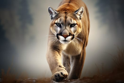 Close up of a puma isolated of natural background. generative ai.