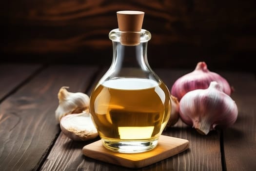 Bottle of garlic oil . Generative AI..