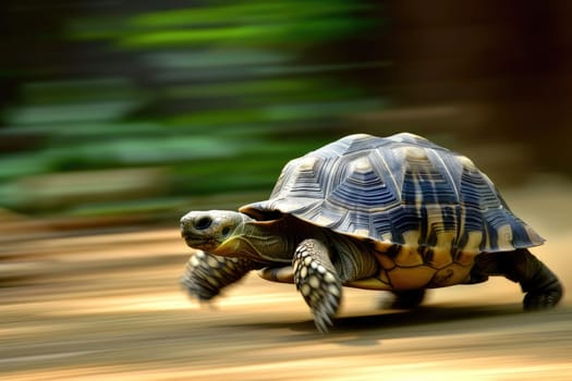 A turtle that fast runs in blur background .generative AI.